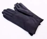 Перчатки кожаные строчка сбоку подклад меховой