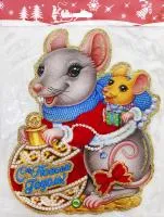 Картина новогодняя 36х47см Две мышки