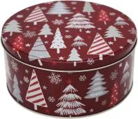 Банка жестяная 2650мл Елочки на красном Размер: d197х87мм большая