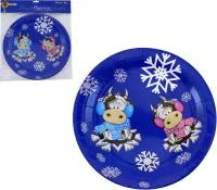 тарелки одноразовые натам, 8шт, 22.8см, «коровки на снежинках»