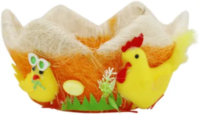 Корзинка пасхальная Цыплята 14х23см круглая (А Цвет: оранжевый)
