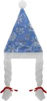 Колпак новогодний Снегурочки с косичками Размер: 56 Цвет: синий