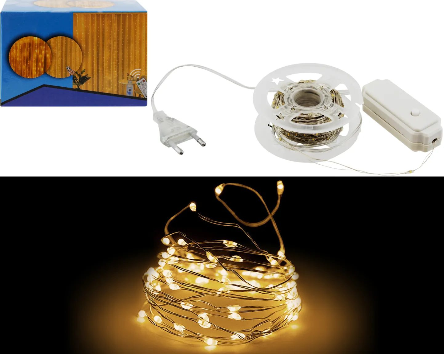 Гирлянда светодиодная Роса 50м 500 ламп на катушке, белый провод