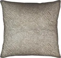 Бежево-коричневая жаккардовая подушка декоративная листья 45х45см