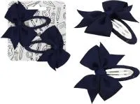 Бант для волос на заколке BEAUTELLA School Is Cool 2шт 5см синий, клик-кляк