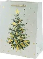 Пакет подарочный Ель с украшениями Размер: 26х12х32см Материал: бумага