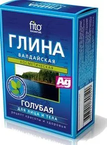 Глина косметическая 100г для лица и тела сухая /Фитокосметик (Валдайская голубая // 1302)