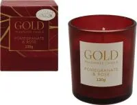 Свеча ароматическая GOLD 130г Размер стакана: d7см, h8см Аромат: гранатовая роза Цвет: бургунди