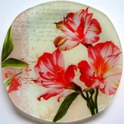 Блюдо 250х250мм стекло (Лилии)