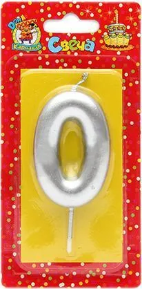 Свеча для торта Цифра серебряная