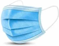Маска одноразовая защитная 3-х слойная на резинке, нетканное полотно 175х95мм