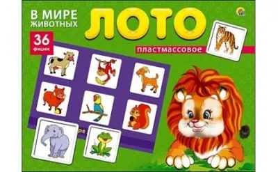 Игра настольная Лото 36 фишек (В мире животных // ИН-8082)