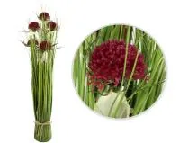 Бордовый декоративный букет лук 5 цветов с джутовой веревкой