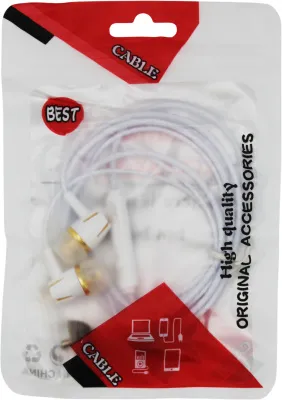 Наушники внутриканальные проводные 120см со встроенным микрофоном и контролем громкости (Цвет: золото.)