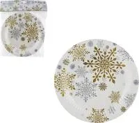 праздничные бумажные тарелки с новогодним узором