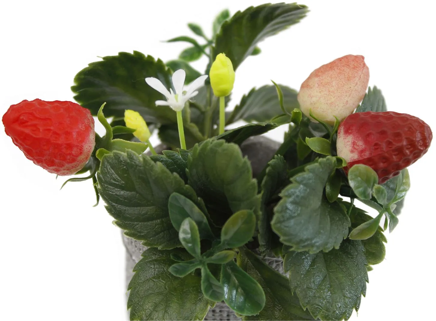 Декоративная клубника в горшке из силикона и пластика 13.5см