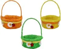 Корзинка пасхальная Божья коровка 14х23см круглая, с ручкой