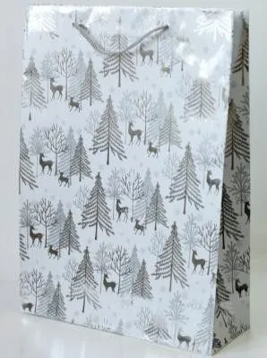 Пакет подарочный 18х8х23см Зимний лес (GB30864-3 цвет: серебро)