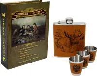 подарочный набор в книге «записки охотника»: фляжка 210мл, 3 стопки