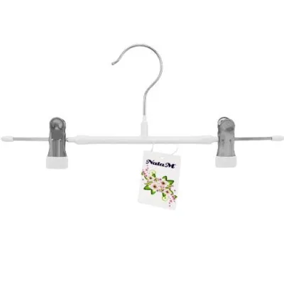 Вешалка металлическая обрезиненная с прищепками Размер: 11.5х30х2см (Цвет: белый)