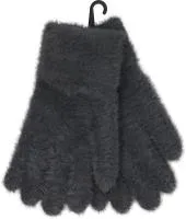 Перчатки женские пушистые, цвет темно-серый