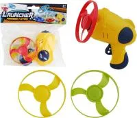 Игрушка Дискомет с дисками 3шт на батарейках, со световыми эффектами Размер в упаковке: 18х5,5х18см