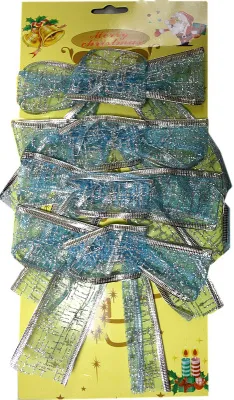 Елочное украшение Бант новогодний 4шт (син.(153))