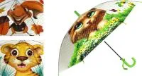 Зонт детский трость полуавтомат прозрачный с животными 3D