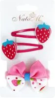 Аксессуары для волос Клубника: заколки 2шт 55х30х3мм, резинка с бантом d50мм