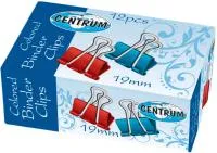Зажимы для бумаг 19мм 12шт CENTRUM цветные