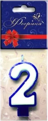 Свеча для торта ФЕЕРИКА 7см двухцветная (Ф1707-2 Цифра 2)