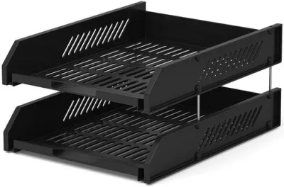 Лоток для бумаг 2 секции ErKr горизонтальный на штырях (черый // 4611)