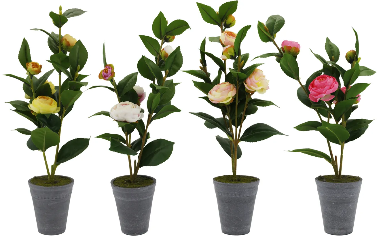 Декоративный цветок пион в горшке из пластмассы и текстиля 44см