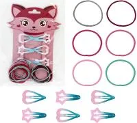 Аксессуары для волос Лисичка 30пр (заколки клик-клак 6шт, резинки 24шт)
