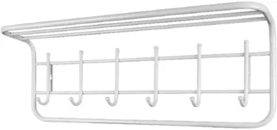 Вешалка настенная 1 ярус 80см с полкой металлическая (белый)