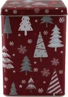Банка жестяная 1750мл Елочки на красном Размер: 108х108х150мм большая