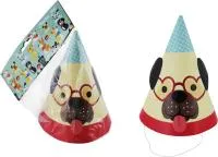 Колпаки бумажные NataM 6шт Размер: d 10.4х15.6см Веселые собачки