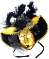 Маска с перьями Венецианская дама 23х14см