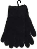 Перчатки женские пушистые, цвет черный