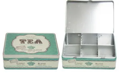 Банка жестяная 1820мл Tea с разделителем  (С зел. // 180120)