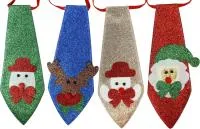 Галстук новогодний блестящий 8х22см, в ассортименте