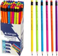Карандаш чернографитный ALINGAR НВ с ластиком
