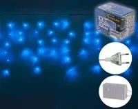 Гирлянда БАХРОМА 3м h40/60см 100 ламп LED, прозр. пров, 8 реж, IP-54 Синий уличная (возможность сое 