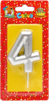 Свеча для торта Цифра серебряная (4 С-1812)