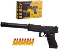 Игрушка Пистолет BeBoy 38х21х14см с глушителем и софт-патронами 10шт