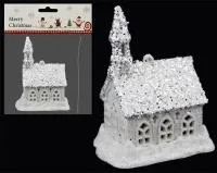 Елочное украшение Дом 10х6см Цвет: белый, серебро