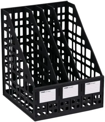 Лоток для бумаг 4 секции СТАММ вертикальный сборный (черный // ЛТ-83)