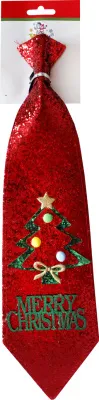 Галстук 110х405мм Рождественная елочка  (Цвет: красный+зеленый. // E6X382B)