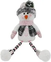 Новогоднее украшение: Снеговичок с ногами бусинками Цвет: серый+розовый Размер: 20х12х51см