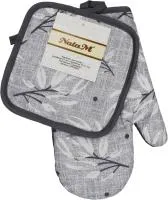 Кухонный комплект гризайль рукавица 27см и прихватка 17x17см